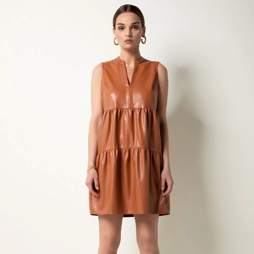 Large brown/mocha vegan leather dress